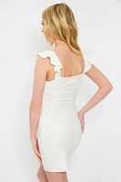 Eyelet Flutter-Sleeve Bodycon Dress