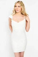 Eyelet Flutter-Sleeve Bodycon Dress