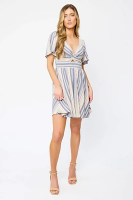 Bell-Sleeve Twist Detail Dress