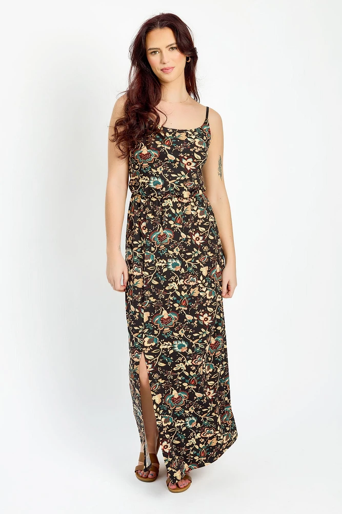 Boho Floral Sleeveless Maxi Dress