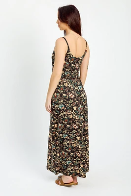 Boho Floral Sleeveless Maxi Dress