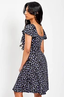 Ditsy-Print Skater Dress