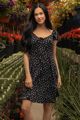 Ditsy-Print Skater Dress
