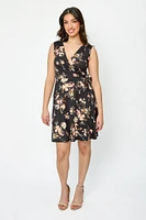 Floral Sleeveless V-Neck Wrap Dress