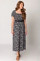 WallFlower Watercolour Floral Puff-Sleeve Maxi Dress with Belt