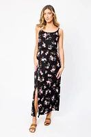Floral Spaghetti Strap Scoop-Neck Maxi Dress with Side Slit