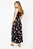 Floral Spaghetti Strap Scoop-Neck Maxi Dress with Side Slit