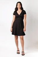 Ribbed Knit Crossover Skater Dress