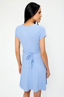 Ribbed Knit Crossover Skater Dress