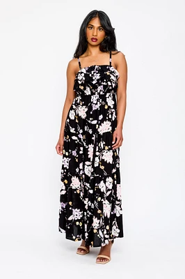 Floral Spaghetti Strap Tiered Maxi Dress