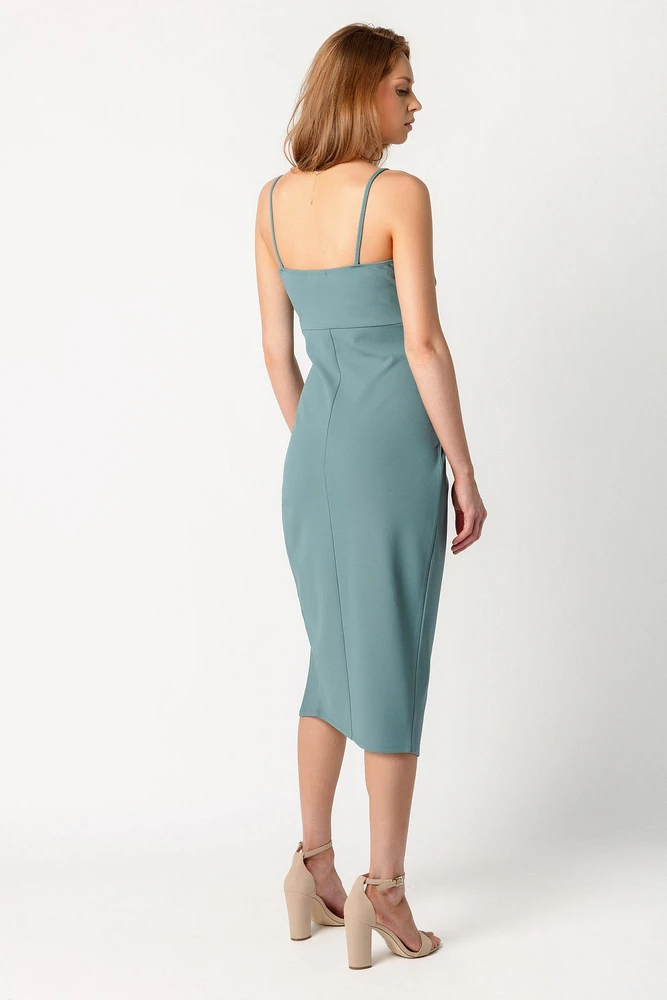 Spaghetti Strap Crossover Midi Dress