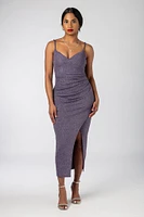 Glitter Midi Dress with Crossover Hem
