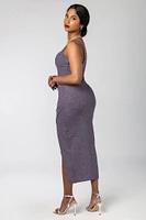 Glitter Midi Dress with Crossover Hem