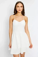 Stretch Crepe Double Hem Lace-Up Skater Dress