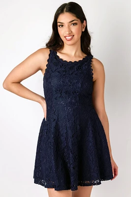 Lace Sleeveless Skater Dress