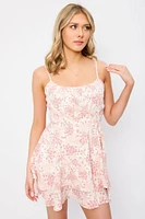 Ditsy Spaghetti Strap Scoop-Neck Dress with Tie-Back