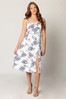 Floral Spaghetti Strap Midi Dress with Tie-Back