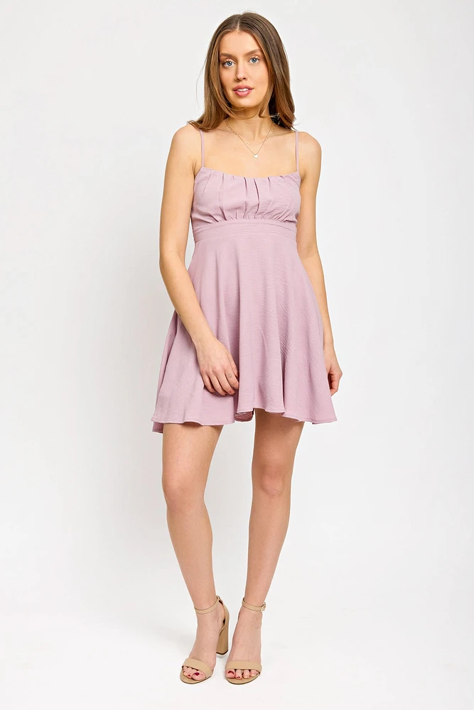 Airflow Sleeveless Scoop-Neck Mini Dress with Tie-Back