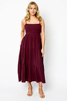Airflow Sleeveless Tie-Back Tiered Midi Dress