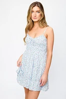 Ditsy Cross-Hatch Tiered Babydoll Dress