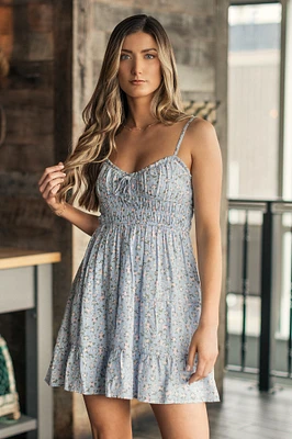 Ditsy Cross-Hatch Tiered Babydoll Dress