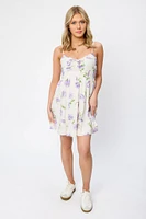 Floral Cross-Hatch Tiered Babydoll Dress
