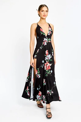 Floral Maxi Dress with Side Slits and Shorts