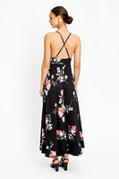 Floral Maxi Dress with Side Slits and Shorts
