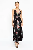 Floral Maxi Dress with Side Slits and Shorts