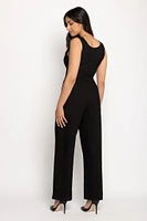 Textured Sleeveless Crossover Jumpsuit
