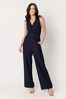 Textured Sleeveless Crossover Jumpsuit