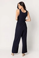 Textured Sleeveless Crossover Jumpsuit