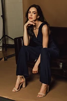 Textured Sleeveless Crossover Jumpsuit
