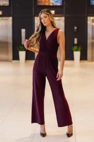 Textured Sleeveless Crossover Jumpsuit
