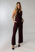 Textured Sleeveless Crossover Jumpsuit