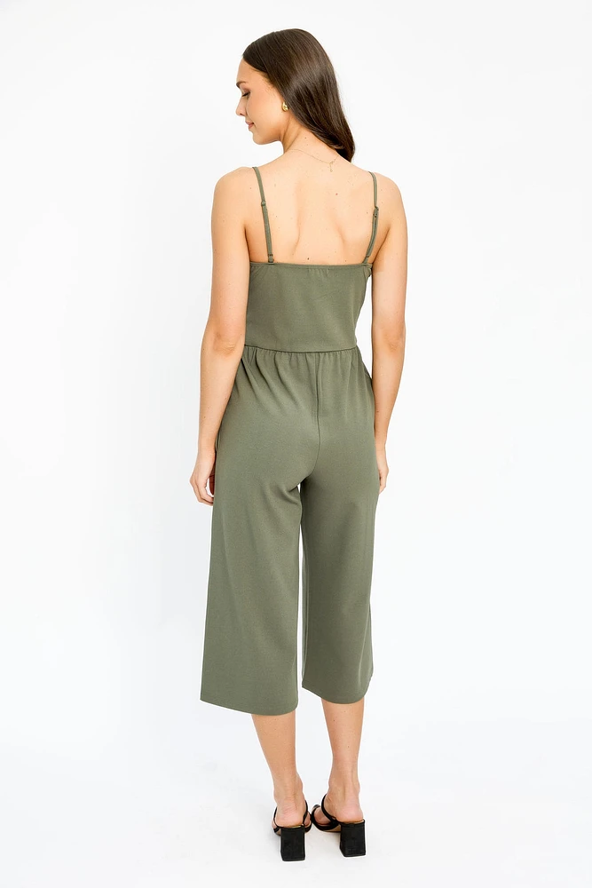 Crossover V-Neck Culotte Jumpsuit