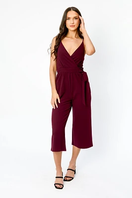 Crossover V-Neck Culotte Jumpsuit