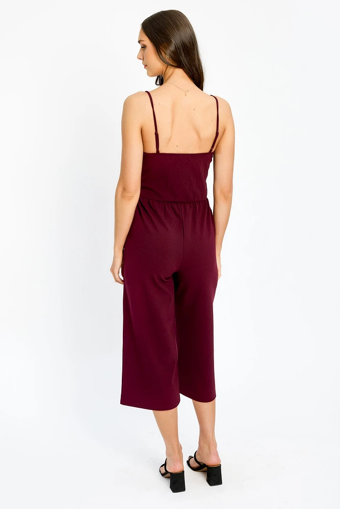 Crossover V-Neck Culotte Jumpsuit