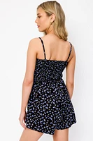 Ditsy Spaghetti Strap Smocked Romper