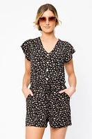 Ditsy Short Sleeve V-Neck Romper