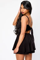 Spaghetti Strap V-Neck Romper with Tie-Back Detail