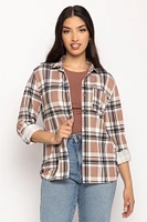 Cozy Plaid Shirt with Roll-Up Sleeves