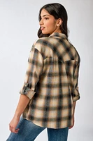 Plaid Flannel Shirt with Roll-Up Sleeves
