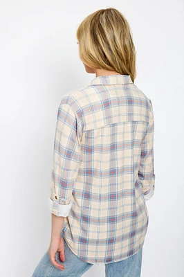 Cozy Plaid Printed Patch-Pocket Shirt