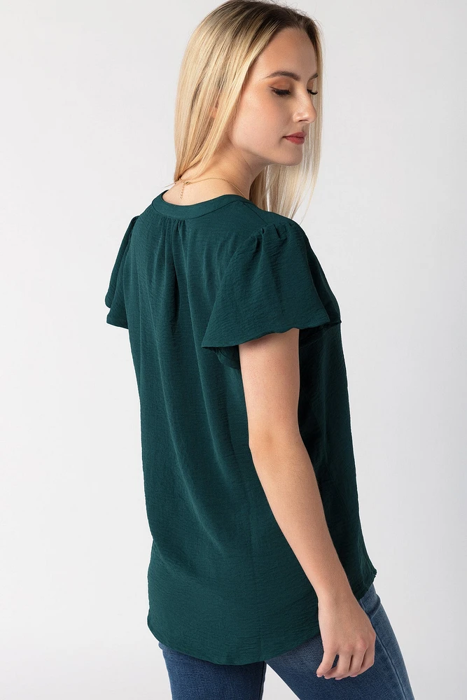 Airflow V-Neck Flutter Sleeve Blouse