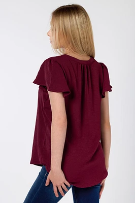 Airflow V-Neck Flutter Sleeve Blouse