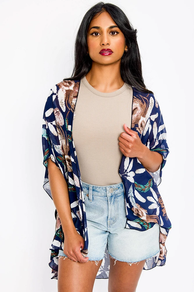 Feather Chiffon Kimono