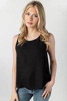 Sleeveless Crew-Neck Crepe Blouse