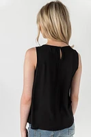 Sleeveless Crew-Neck Crepe Blouse