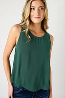 Sleeveless Crew-Neck Crepe Blouse
